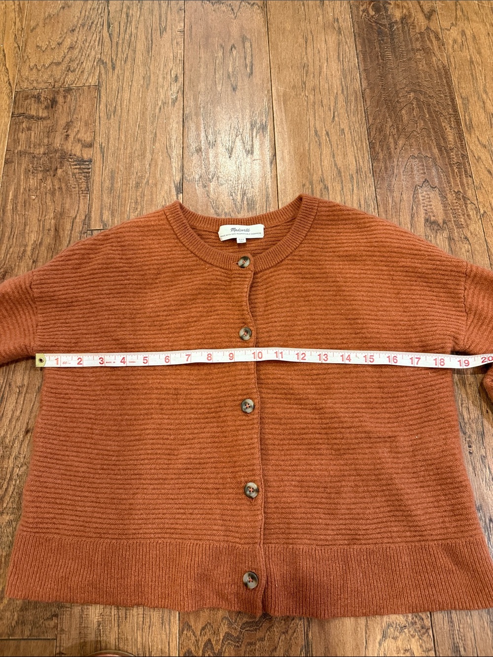 Madewell Rust Ribbed Button-Front Women's Cardigan, XXSmall - Picture 5 of 6